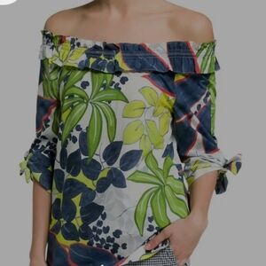 LUISA CERANO OFF SHOULDERS FLORAL BLOUSE SIZE MEDIUM